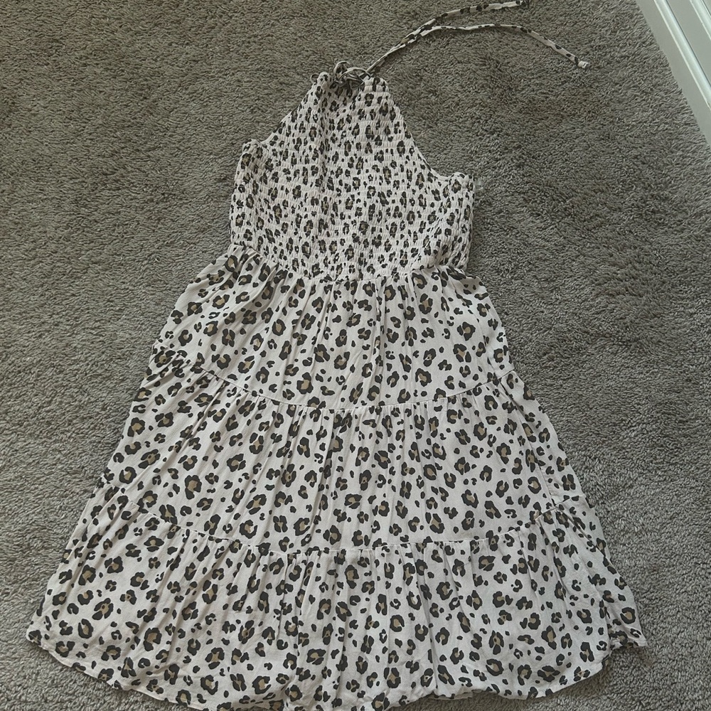 American Eagle Leopard Print Halter Dress